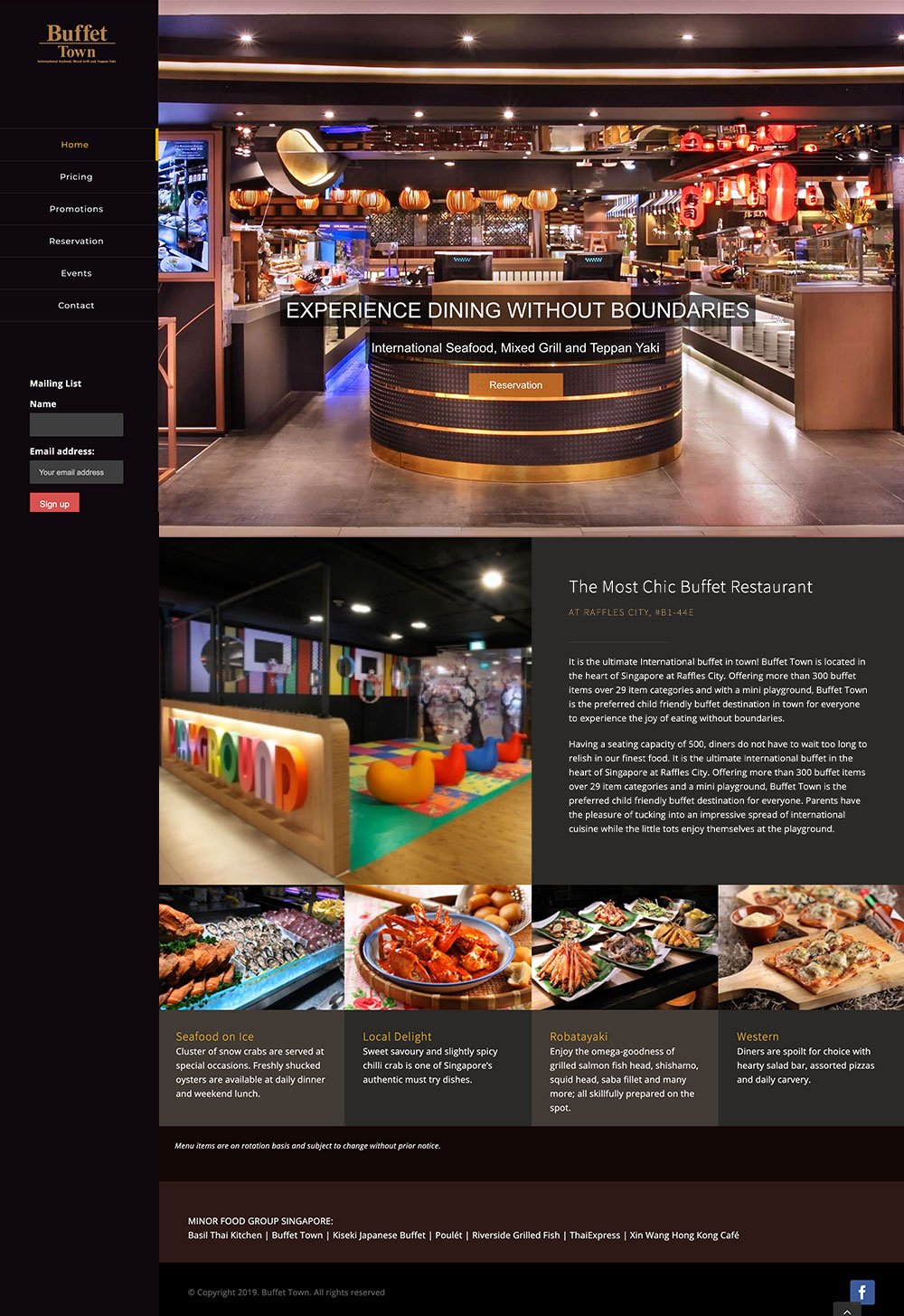 Buffet Town — homepage design