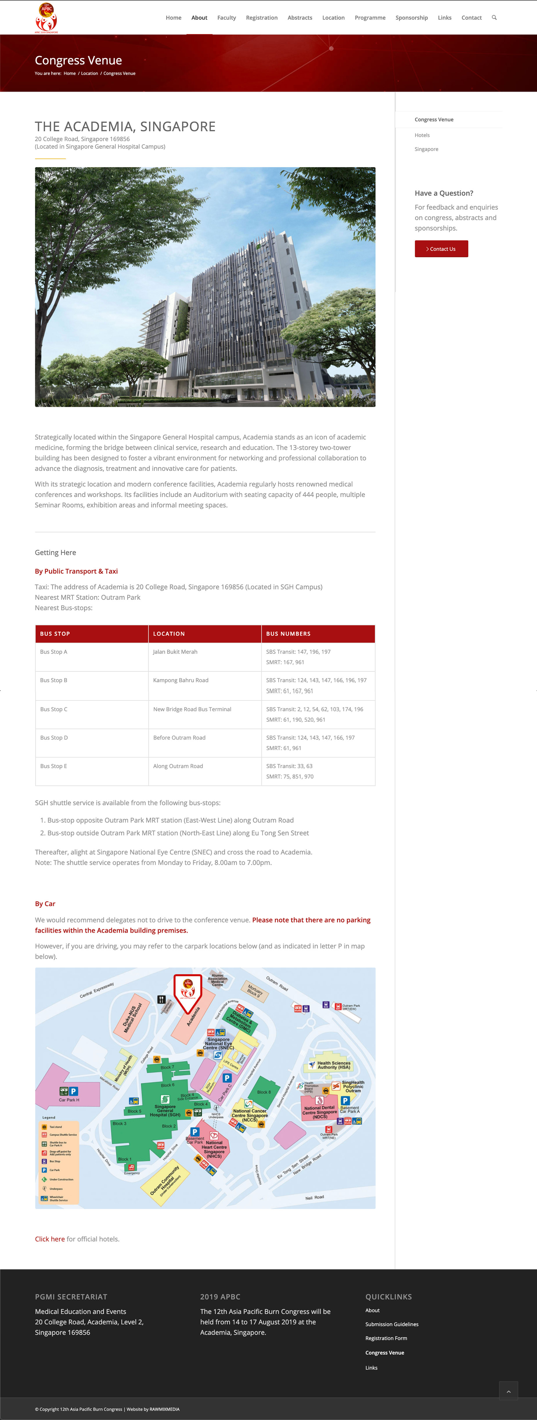 12th Asia Pacific Burn Congress — website screen (congress venue)